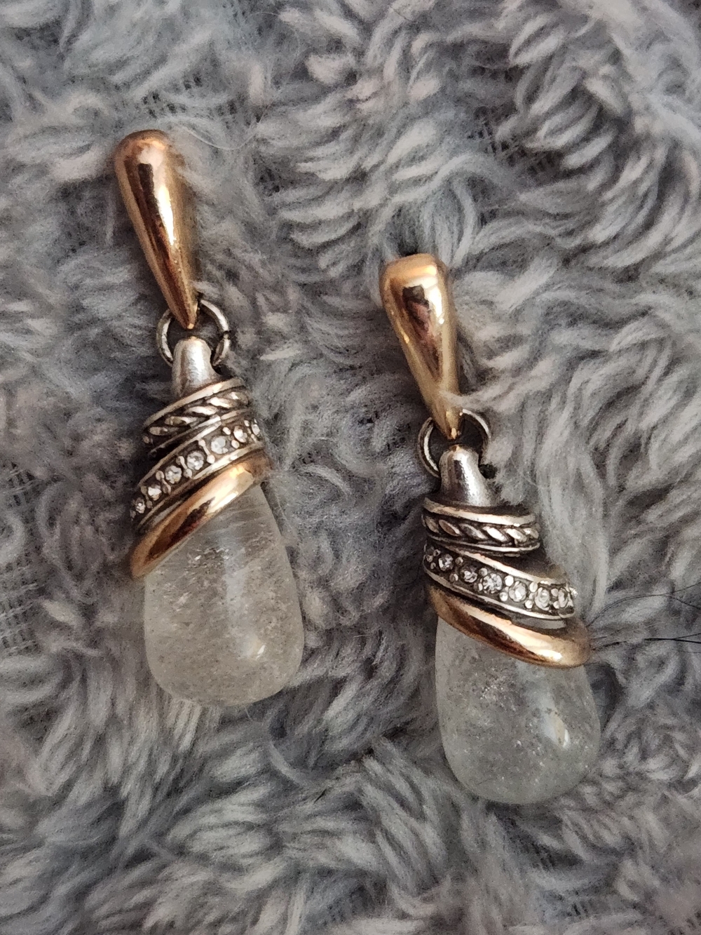 Brighton Neptunes Rings Crystal Drop Dangle Earrings - Gold & Silver Accents